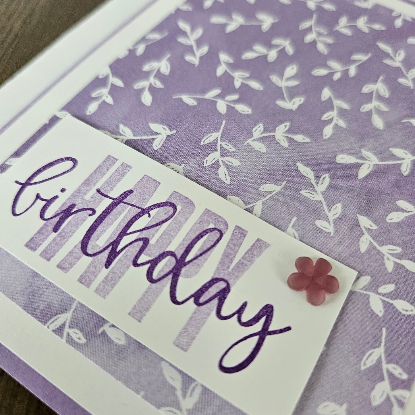 Handmade Birthday Greeting Card – Purple Design with Small Flower