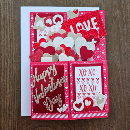 Handmade Valentine's Day Greeting Card - 3D Pop-Up Love Card with Hearts and Romantic Messages