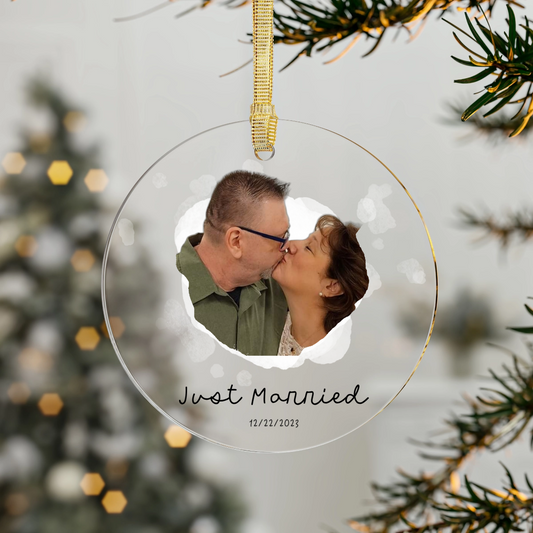 Personalized Acrylic Christmas Ornament - Custom Photo with Text