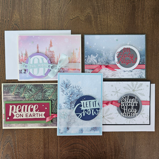 Handmade Christmas Greeting Card Bundle – Traditional Five-Card Die-Cut Set