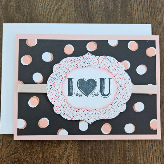 Handmade Valentine's Day Die-cut Greeting Card - I Heart U