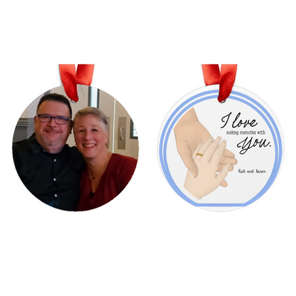 Personalized Double-Sided Acrylic Ornament For Couples – Custom Photo with Names, Text, and Background