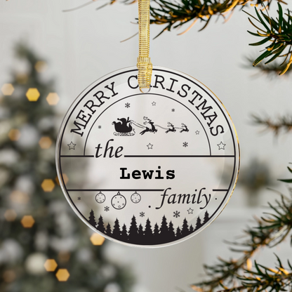 Personalized Glass Christmas Ornament - Add Your Family Name