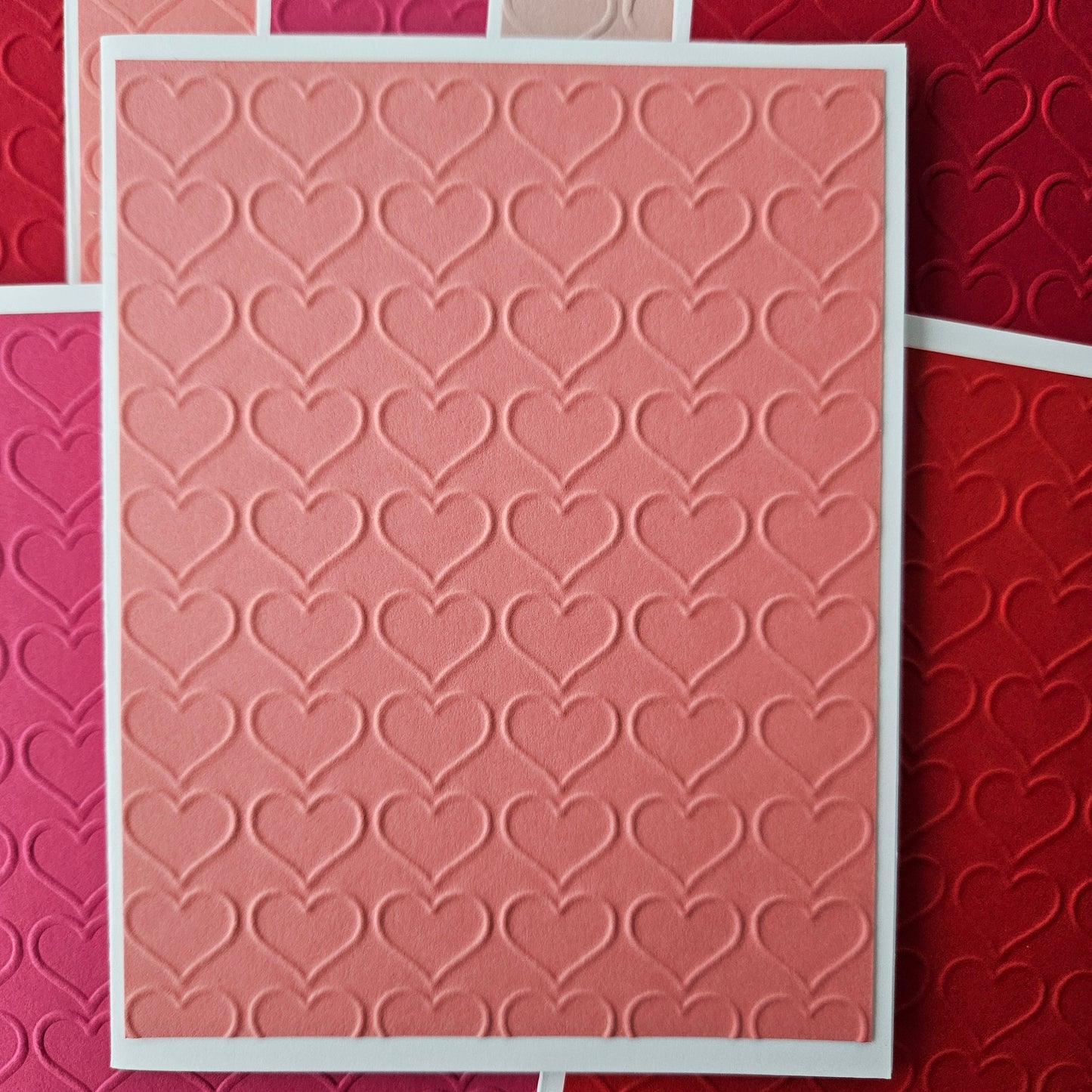 Bundle of Ten Handmade Embossed Note Cards - Heart Design