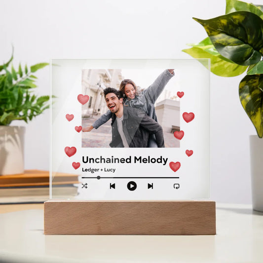 Personalized Acrylic Media Player Plaque - Custom Design Options for Photo & Favorite Song with LED Base