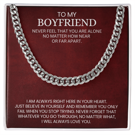 Cuban Link Chain Necklace with “To My Boyfriend” Message Card