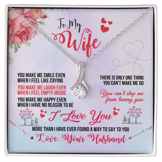 Alluring Beauty Handcrafted Necklace with a  Colorful To My Wife Message Card