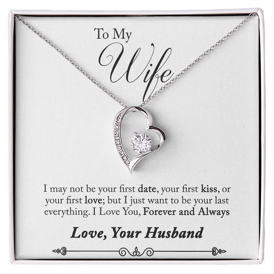 Handcrafted Forever Love Necklace with LED Gift Box and To My Wife Message Card