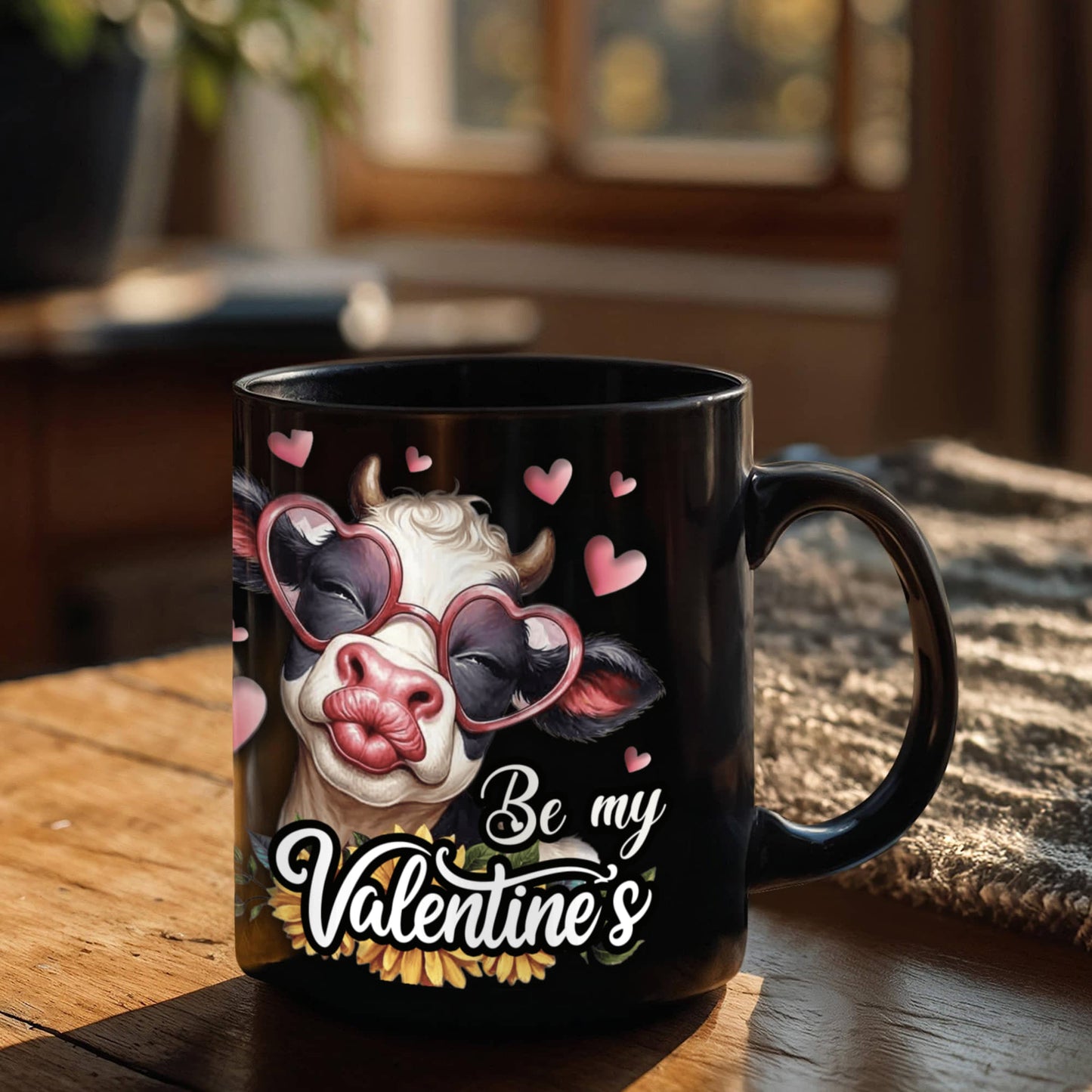 Be My Valentine's - Black Gloss Ceramic Mug