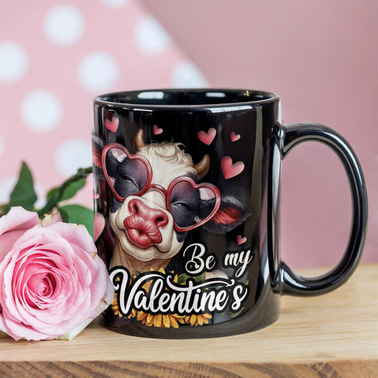 Be My Valentine's - Black Gloss Ceramic Mug