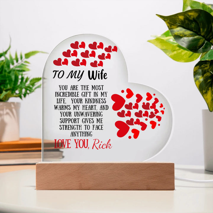 Personalized Valentine’s Day Heart Acrylic Plaque – Custom LED Gift