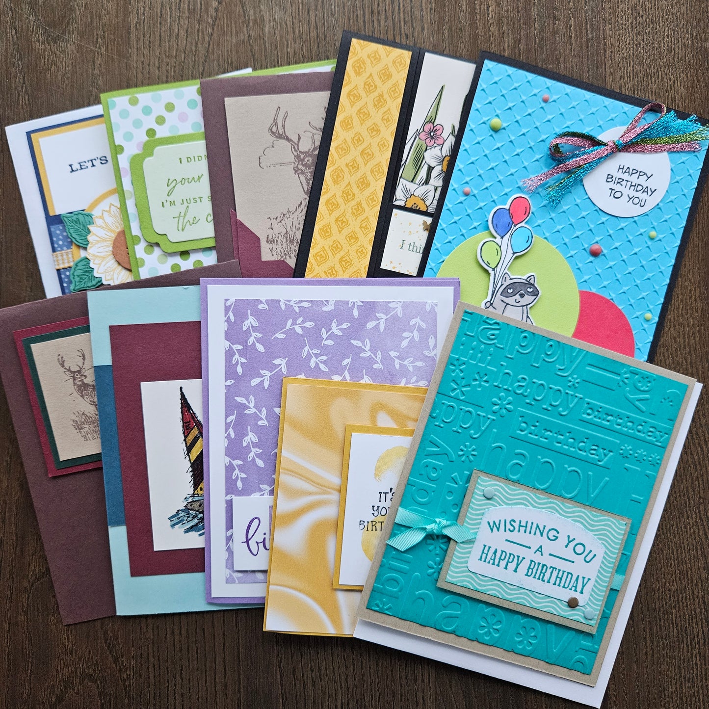 Handmade Birthday Greeting Card Bundle – Set of 10 with Unique Artistic Designs