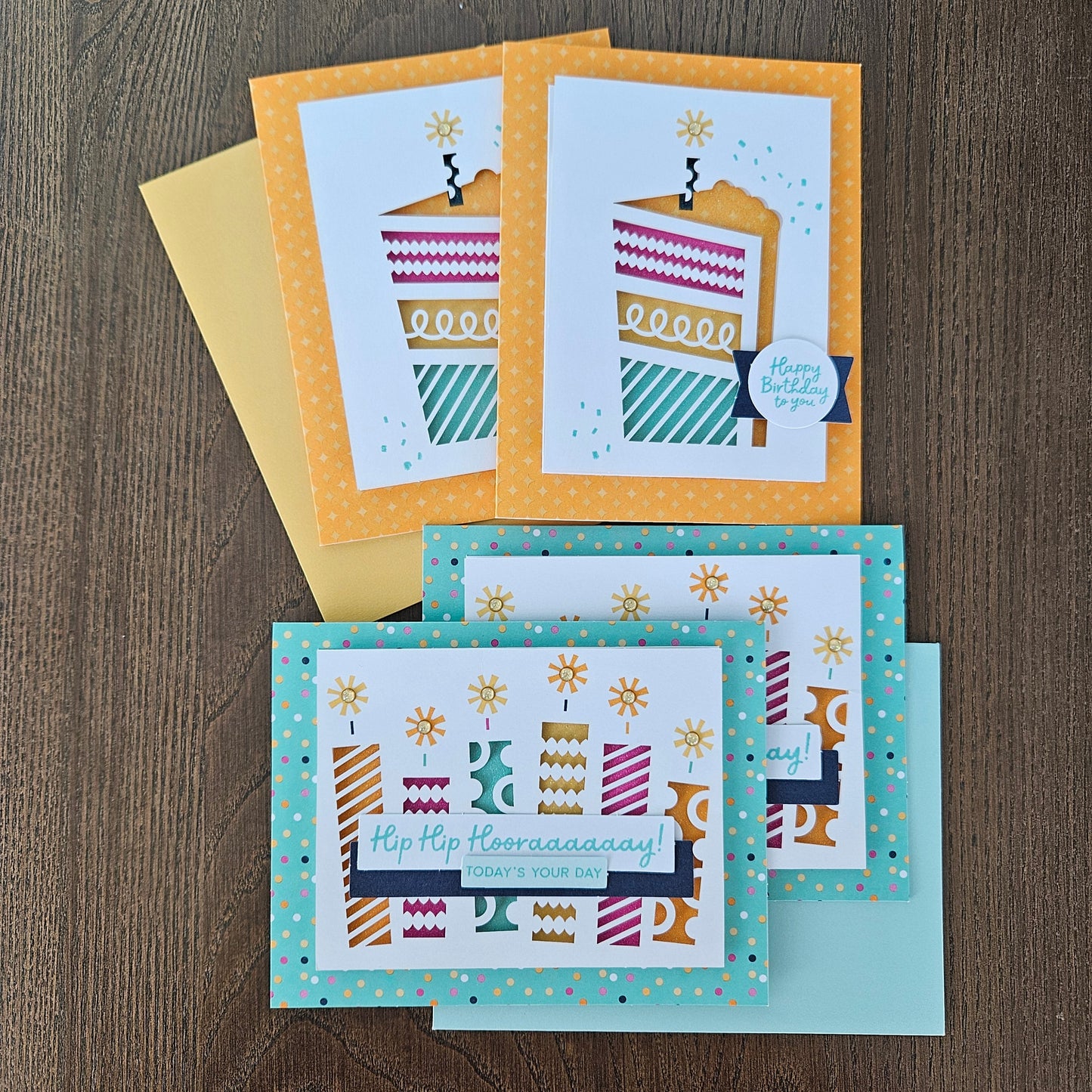 Handmade Birthday Greeting Card Bundle – Bold and Bright 4-Card Die-Cut Design