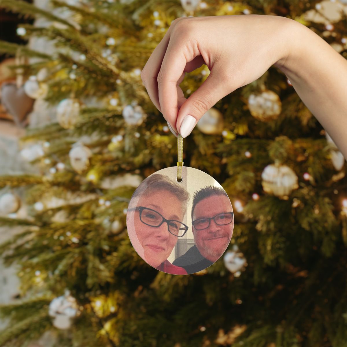 Personalized Glass Ornament – Custom Photo with Text Options