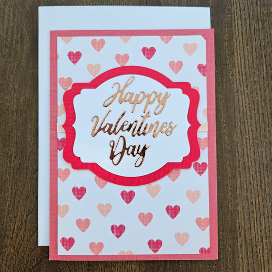 Handmade Valentine’s Day Die-Cut Greeting Card – Gold Happy Valentine’s Day