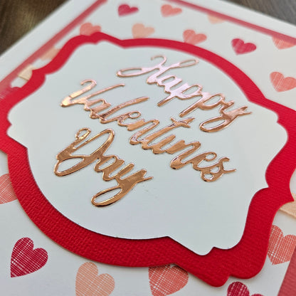 Handmade Valentine’s Day Die-Cut Greeting Card – Gold Happy Valentine’s Day