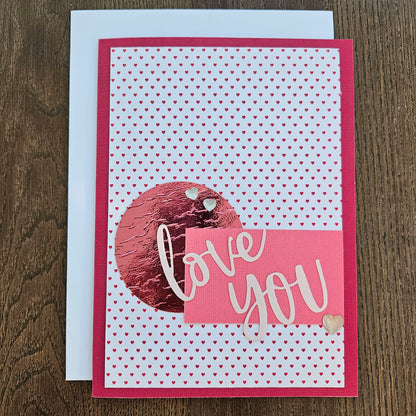 Handmade Valentine’s Day Die-Cut Greeting Card – Love You