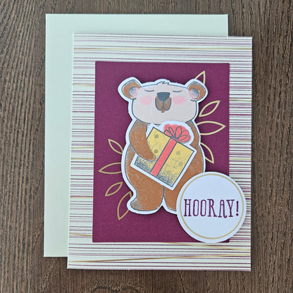 Handmade Thinking of You Greeting Card Bundle – Die-Cut Bear Design (3 Cards + FREE Bonus Card)